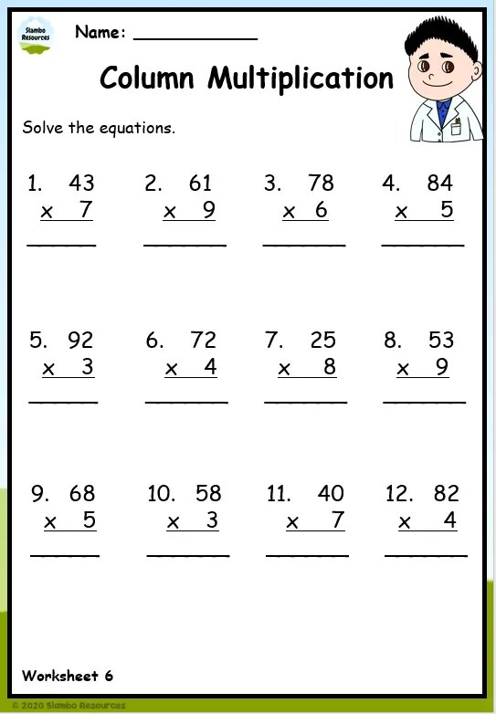 Grade 3 Multiplication Worksheets | Free Printables | Math Worksheets