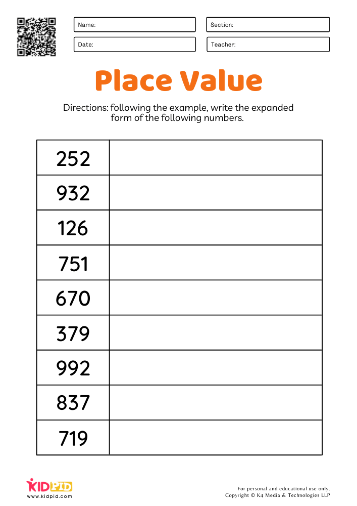 Math Expanded Form Worksheets for Grade 2 - Kidpid
