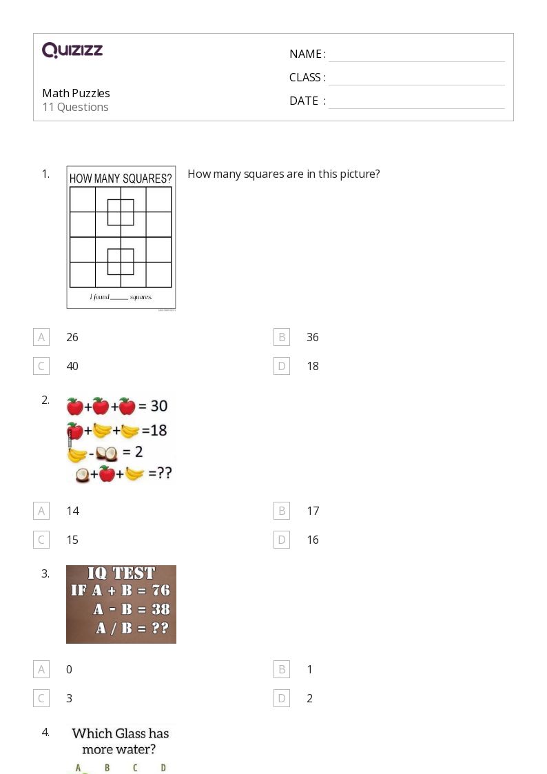 50+ Math Puzzles worksheets for 8th Class on Quizizz | Free ...