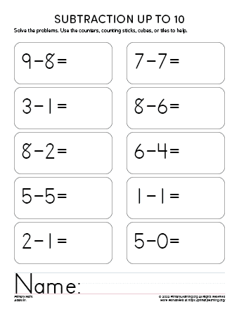 maths subtraction worksheet
