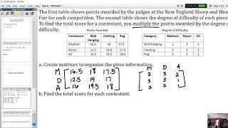 Matrix Multiplication Word Problems | Channels for Pearson+