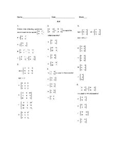 Matrices Worksheet for 9th Grade | Lesson Planet