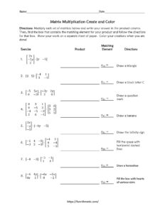 Matrix Multiplication Create and Color - Worksheets Library