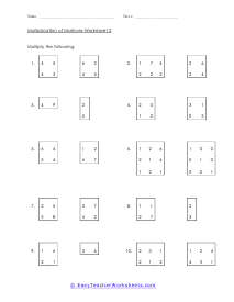 Multiplication of Matrices Worksheets