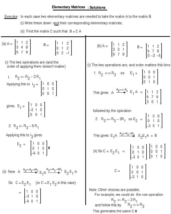 Worksheet on Matrix | Solving Matrix Equations Worksheet | Answers ...