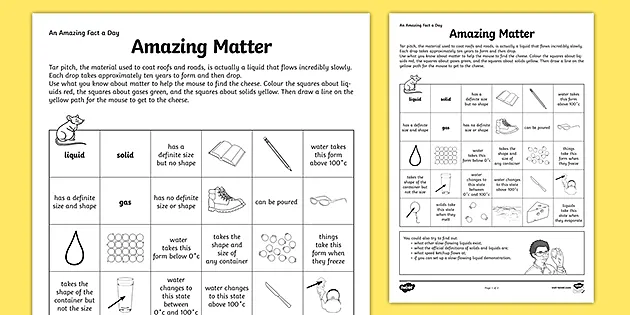 matter worksheet 2nd grade