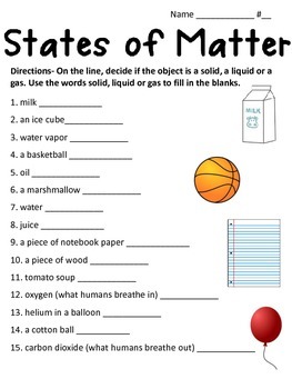 States of Matter Worksheet by math and science lover worksheets library