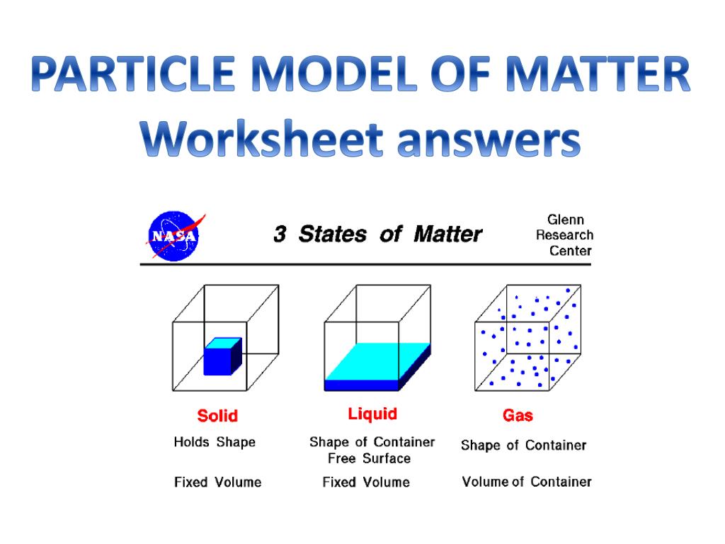 PPT - PARTICLE MODEL OF MATTER Worksheet answers PowerPoint ...