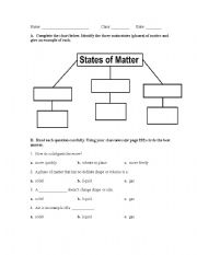 English worksheets: states of matter