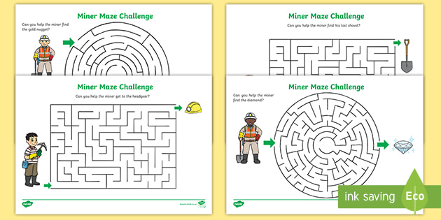 Miner Maze Challenge Worksheets (Lehrer gemacht) - Twinkl