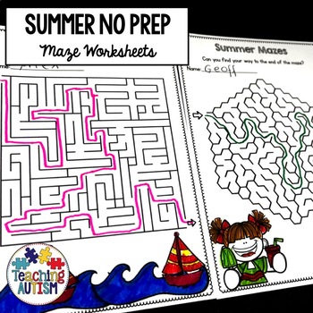 Summer Maze Worksheets by Teaching Autism worksheets library