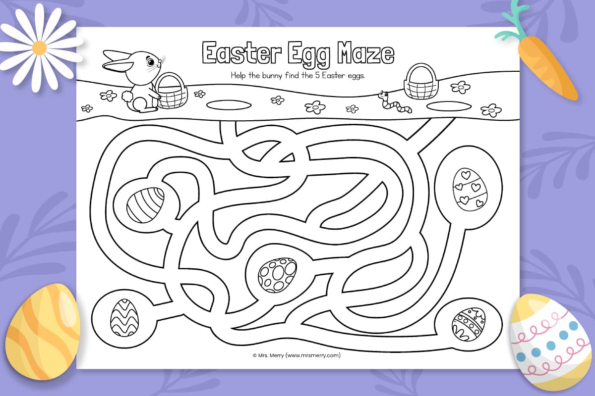 Easter Egg Maze Printable Worksheet | Mrs. Merry