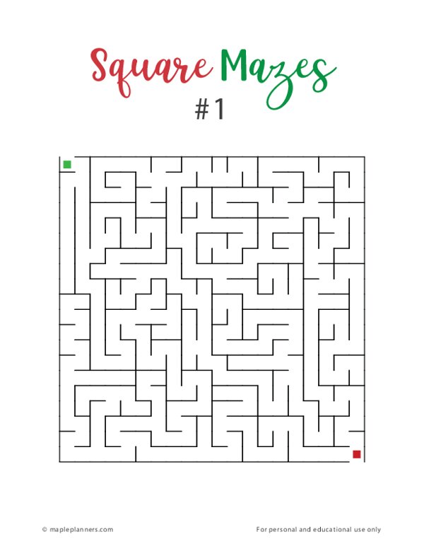 Free Printable Square Mazes | Fun Brain and Memory Games