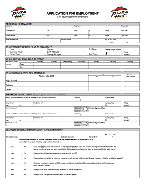 Pizza Hut Application Pdf - Fill Online, Printable, Fillable ...