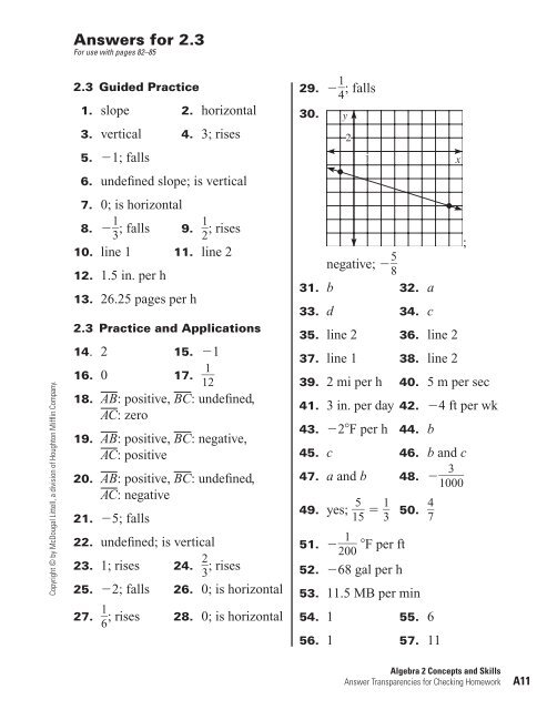 Answers for 2.3