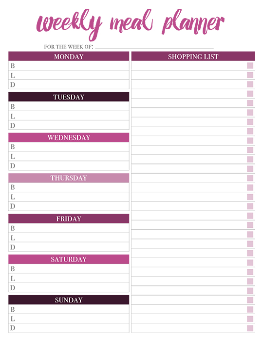 Printable Weekly Meal Planners - FREE | Live Craft Eat