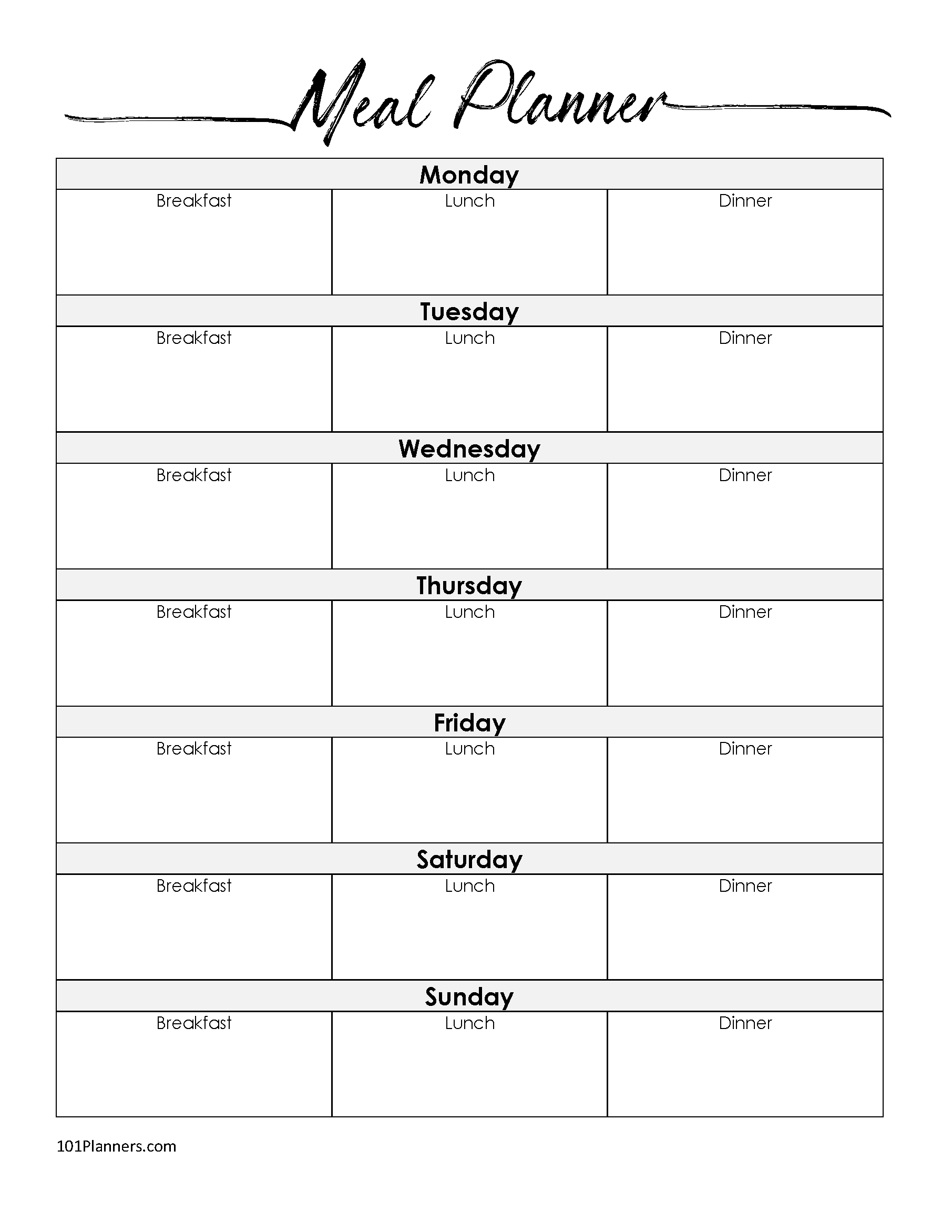 FREE Printable Meal Plan Template | Customize Before You Print
