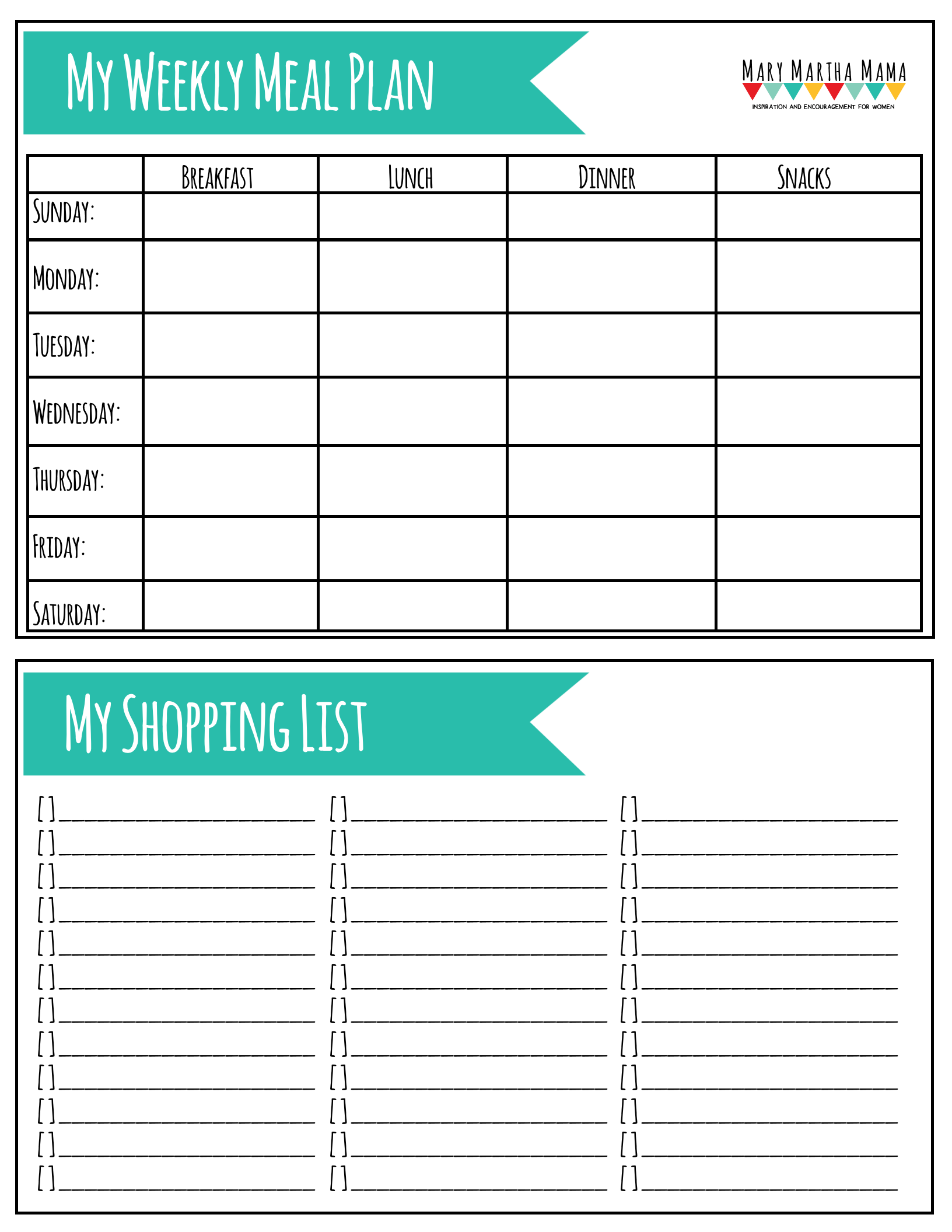 meal plan worksheet | Meal planning template, Meals for the week ...