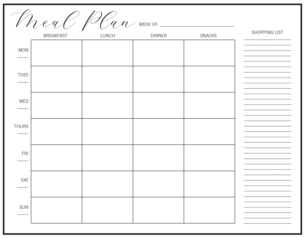 Meal Planning Template - RedeemingMotherhood