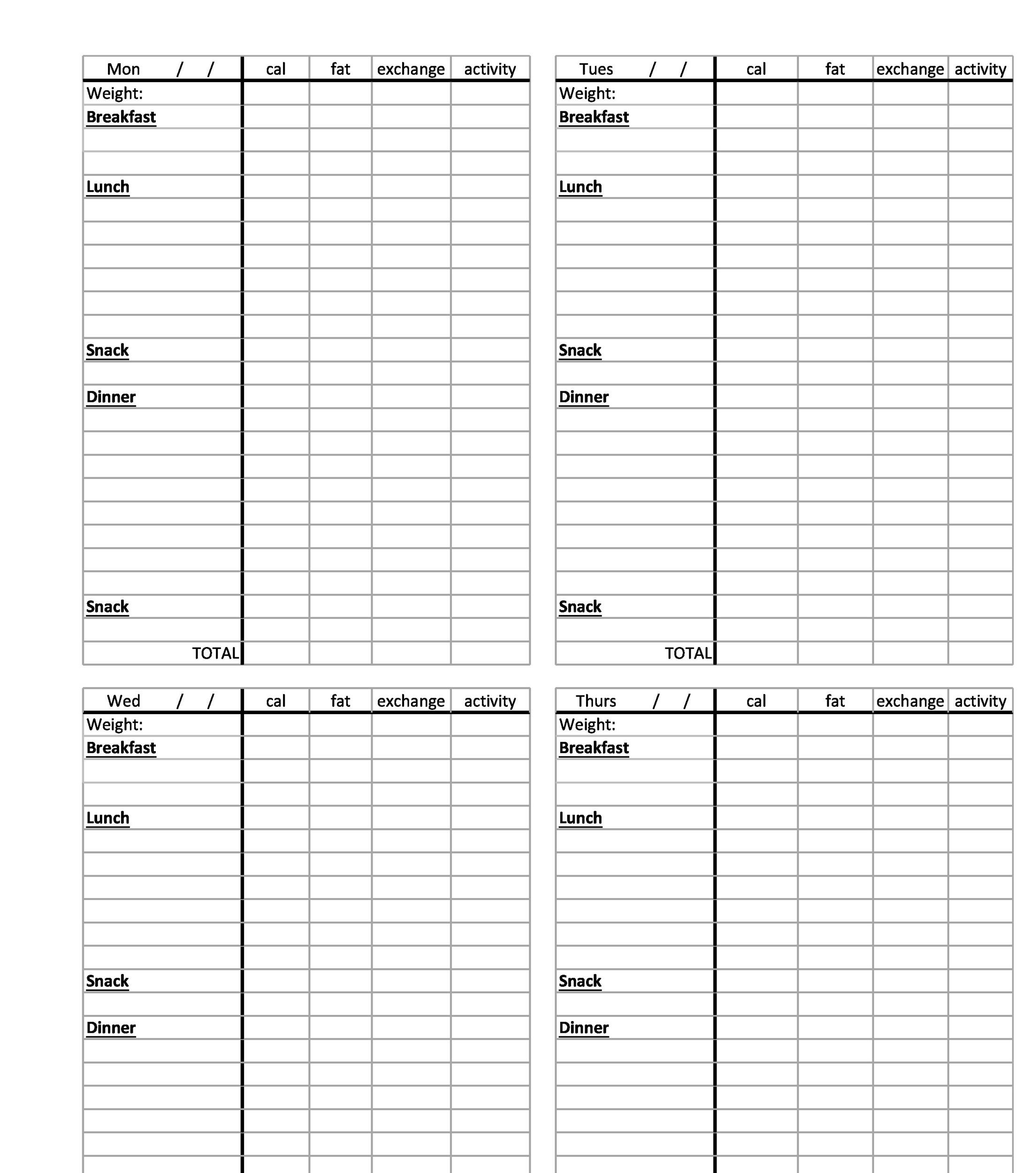 40 Simple Food Diary Templates &  Food Log Examples