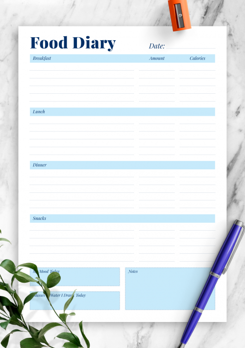 Food Diary Templates