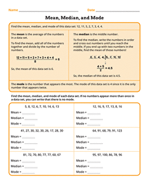 mean median mode answers