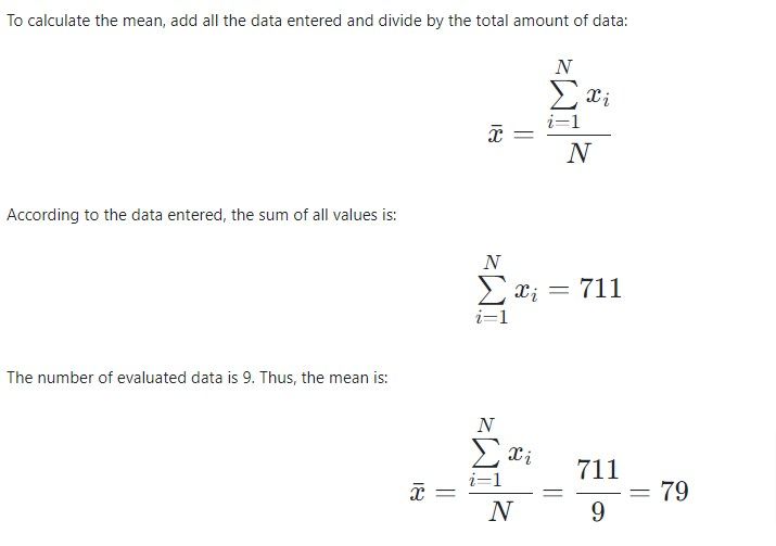 Mean, Median, Mode and Range Calculator Online (Step by step) ?