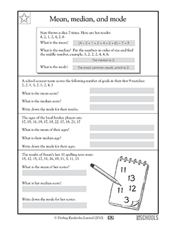 Mean, median, and mode | 3rd grade Math Worksheet | GreatSchools