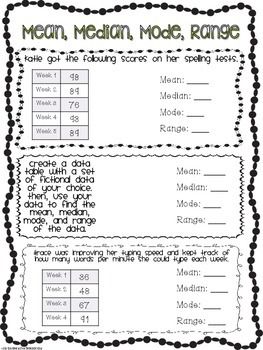 mean median mode range worksheet answers key