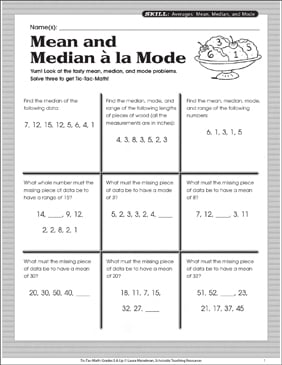 Mean, Median, Mode &  Range Worksheets, Activities, Practice ...