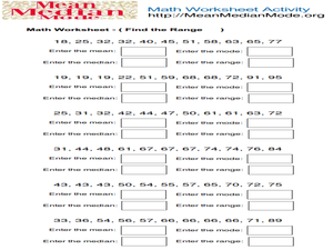 Mean, Median, Mode and Range #3 Worksheet for 4th - 5th Grade ...