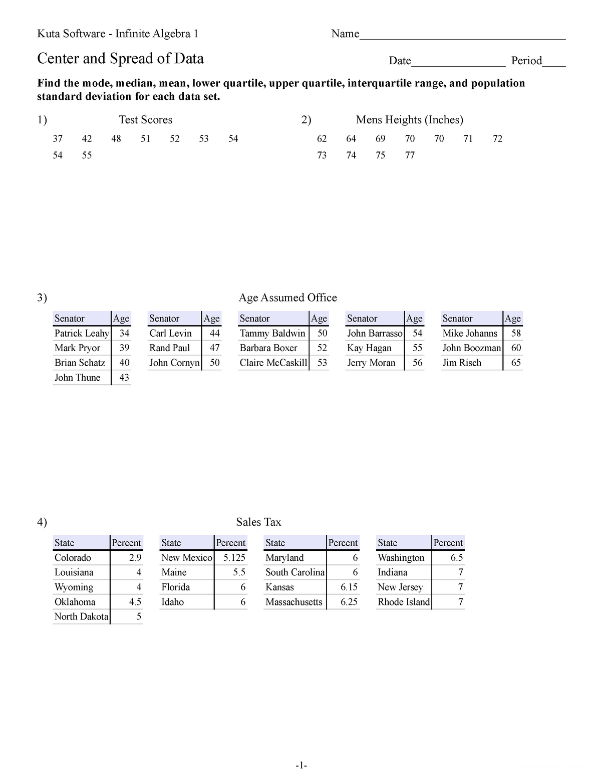 Center and Spread of Data ©T b 2 w 0 D 1 I 5 q sKHuUtpaC