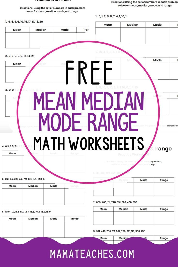 mean mode median and range worksheet
