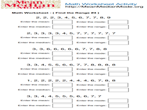 Range, Mean, Median and Mode Worksheet for 4th - 5th Grade ...