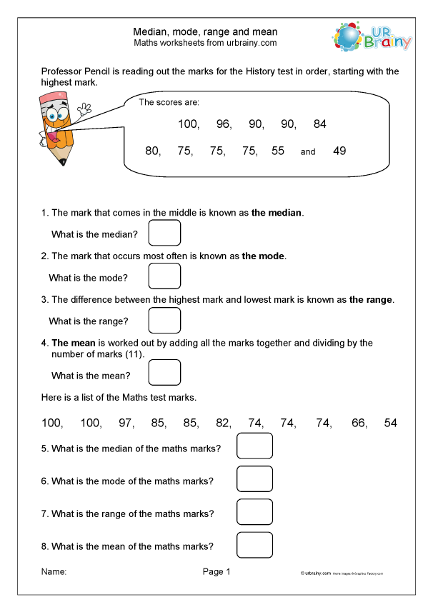 Median , mode, range and mean - Statistics (Handling Data) Maths ...