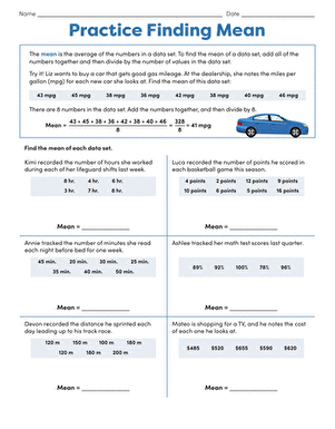 Practice Finding Mean | Interactive Worksheet 