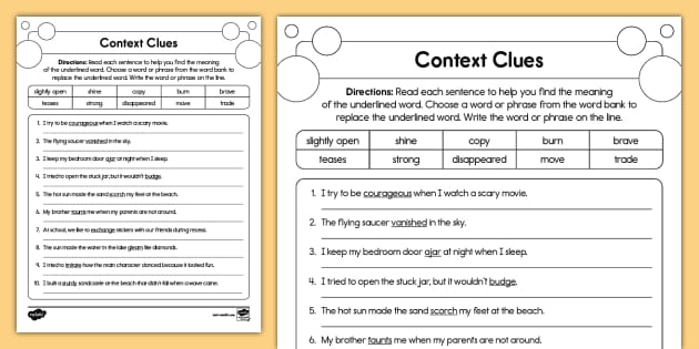 meaning context clues grade 2