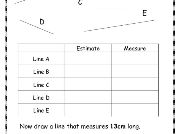 Measuring lines in cm Worksheet  