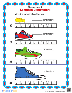 Measure A Sneaker: Centimeters Worksheet