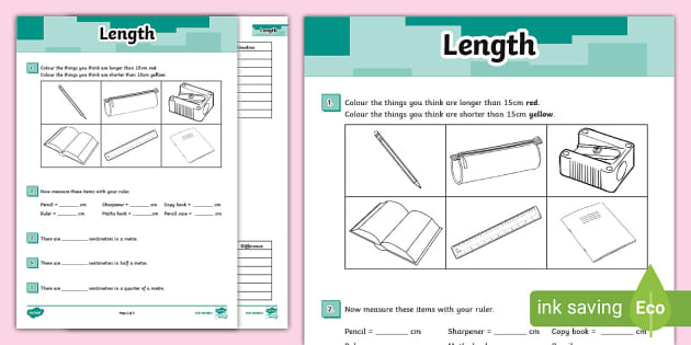 measure in centimeters worksheet