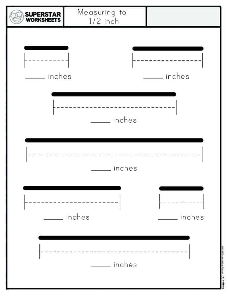 measure inches worksheet