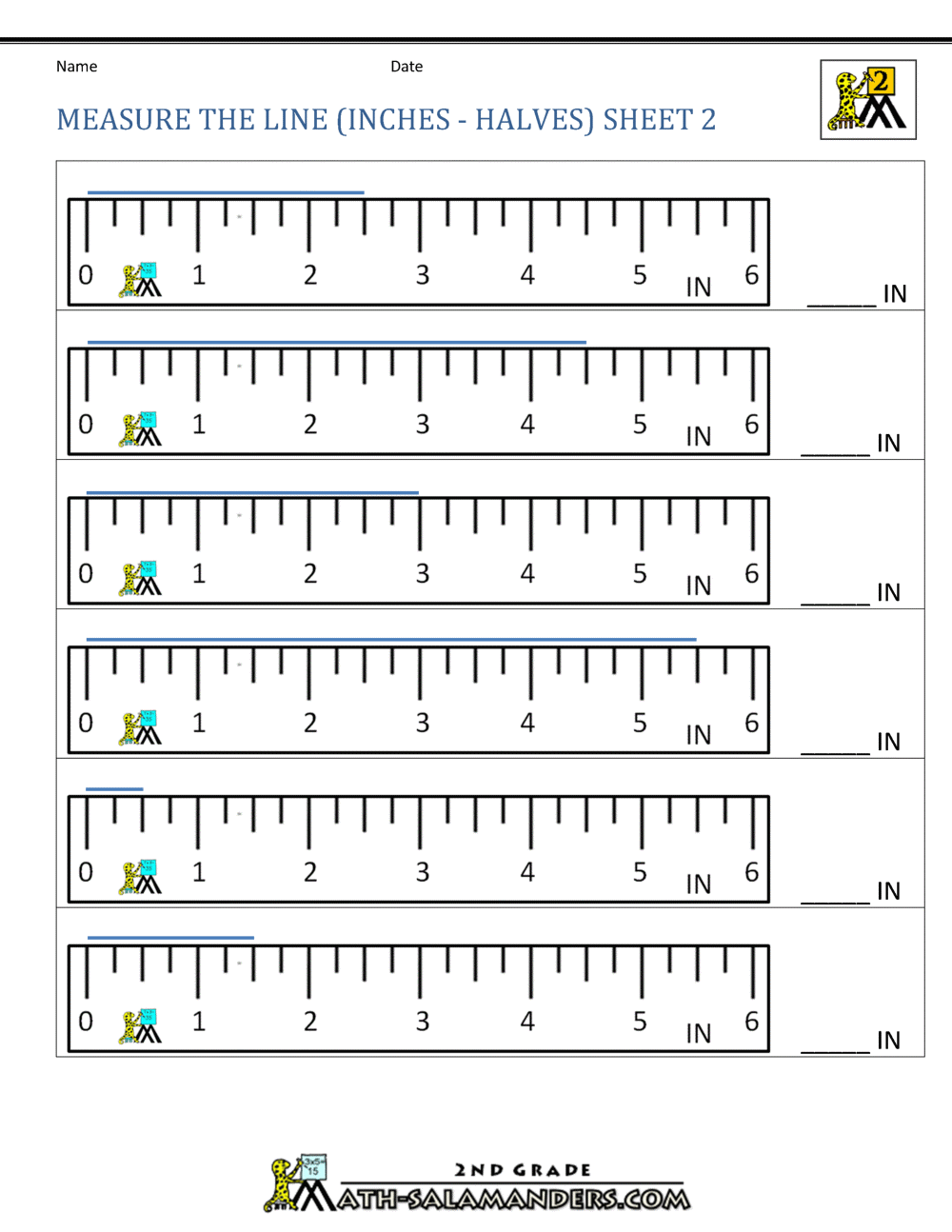 measure inches worksheet