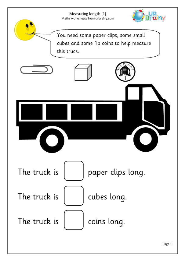 Measuring length (1) - Measurement Maths Worksheets for Year 1 ...
