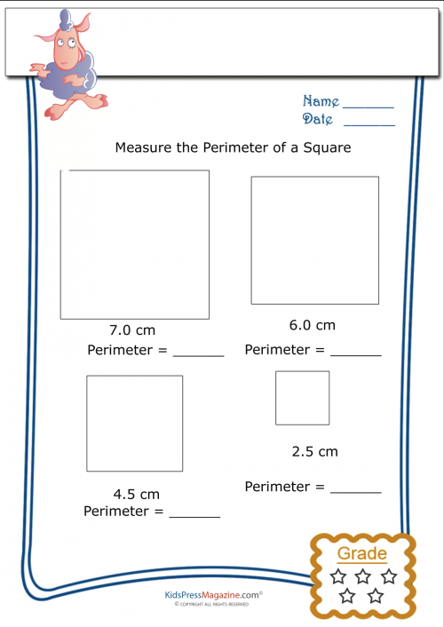 Measure Perimeter Worksheet - Square 2 - KidsPressMagazine.com