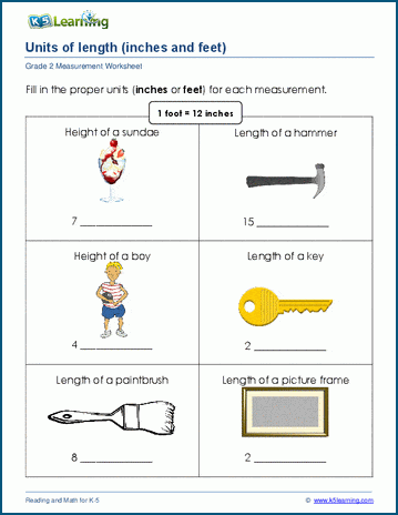 measurement 2nd grade worksheet
