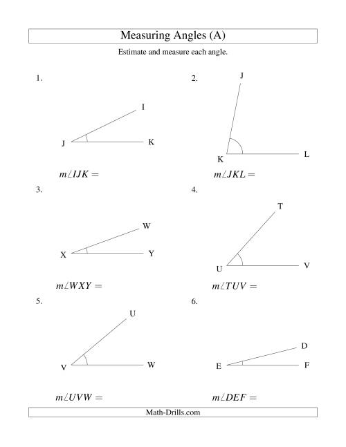 Measuring Angles Between 5° and 90° (A)
