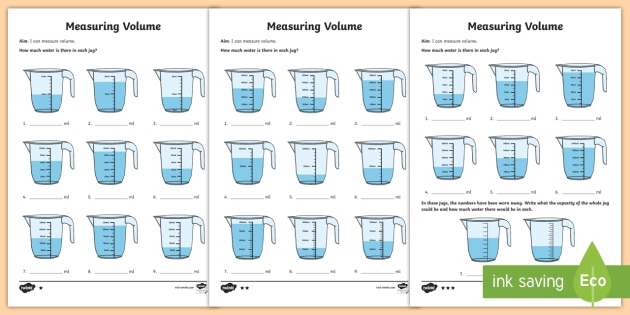 Year 3 Measurement Worksheets - Volume (teacher made)