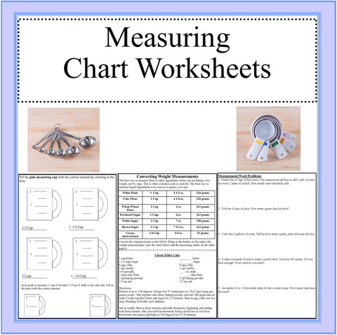 Kitchen Measuring Chart Worksheets - Cooking Measurements ...