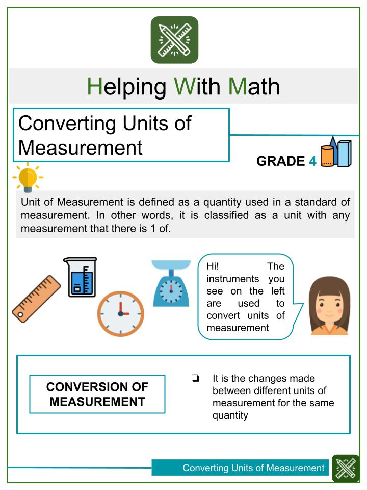 Converting Units of Measurement Math Worksheets | Age 8-9