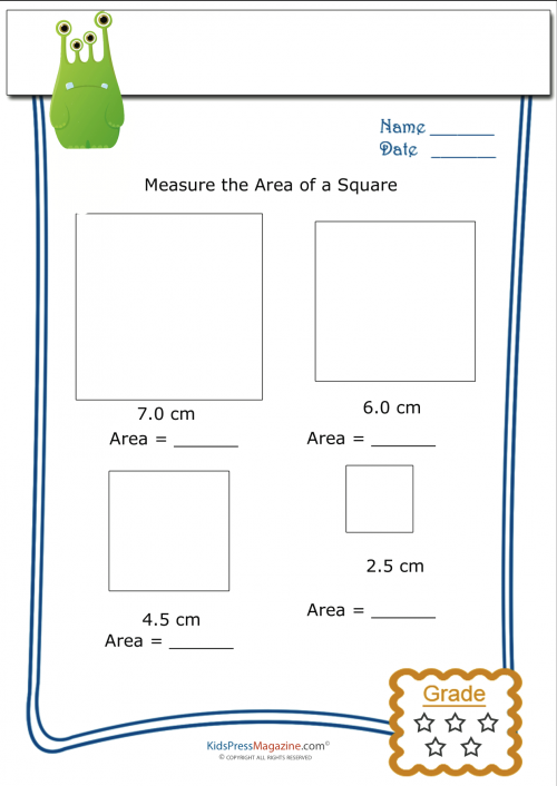 Measuring Area Worksheet - Square 2 - KidsPressMagazine.com